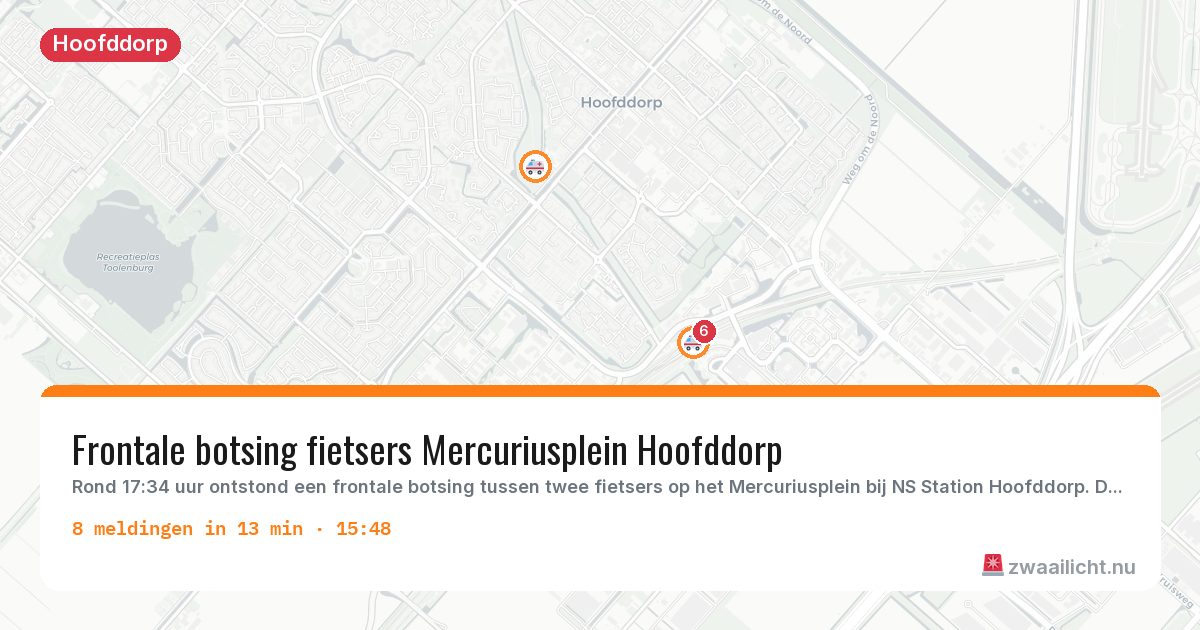 Kaart van de activiteitspiek bij Hoofddorp
