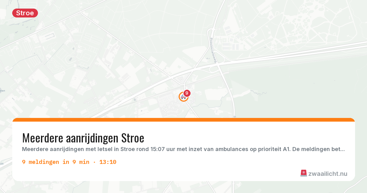 Kaart van de activiteitspiek bij Stroe