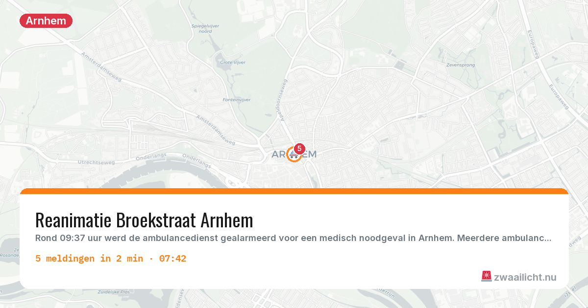 Kaart van de activiteitspiek bij Arnhem