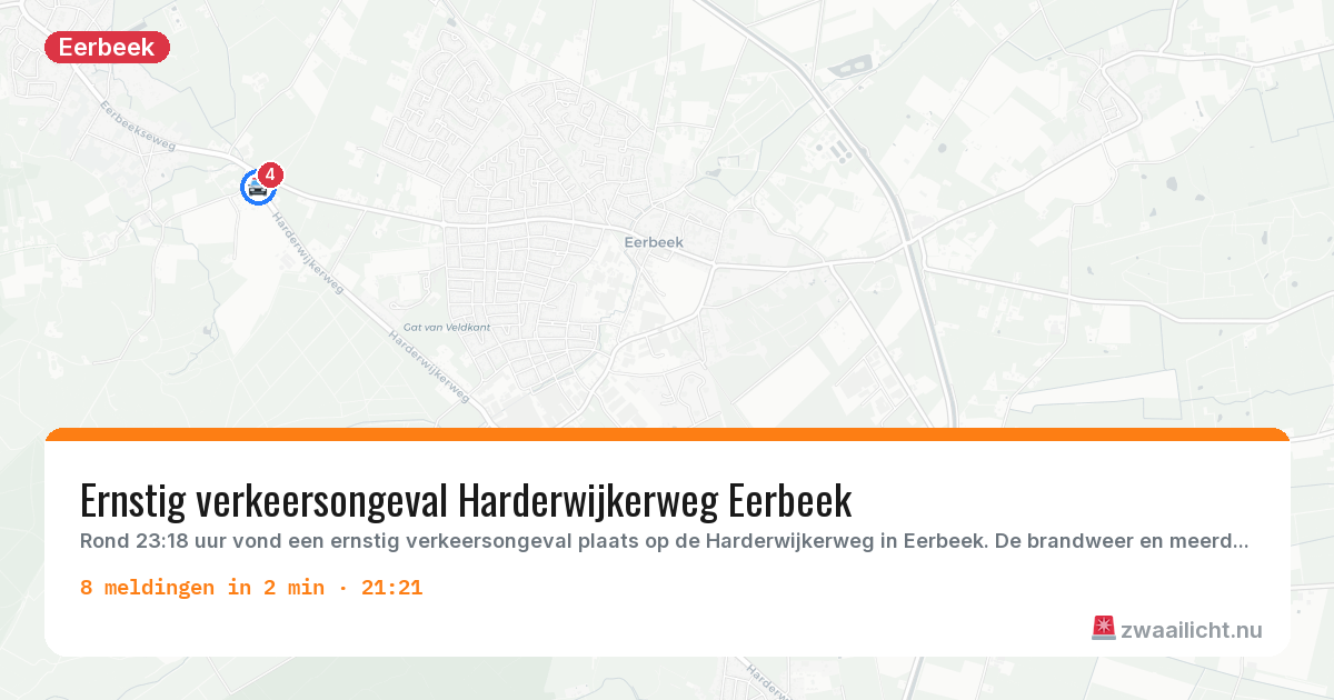 Kaart van de activiteitspiek bij Eerbeek