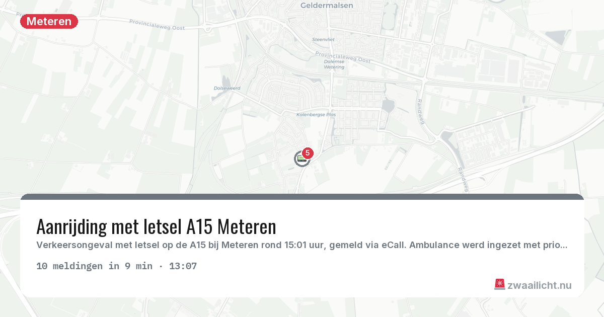 Kaart van de activiteitspiek bij Meteren