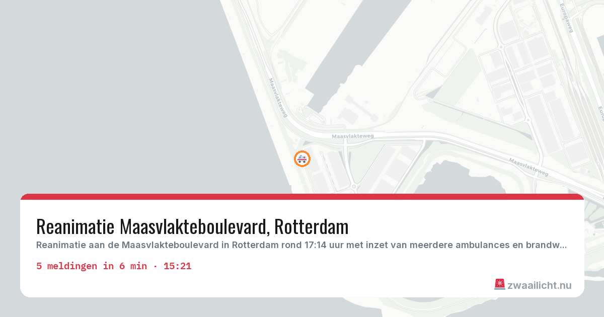 Kaart van de activiteitspiek bij Rotterdam