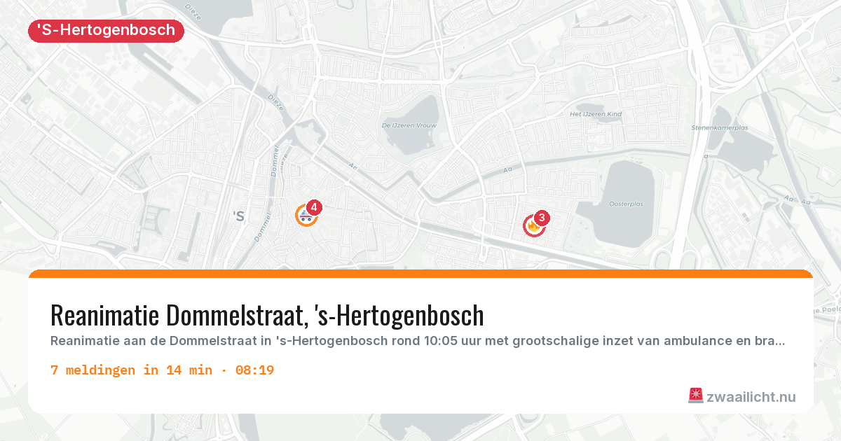 Kaart van de activiteitspiek bij 'S-Hertogenbosch