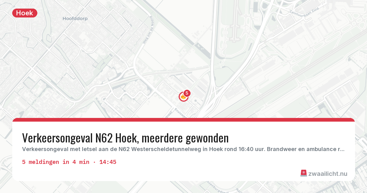 Kaart van de activiteitspiek bij Hoek