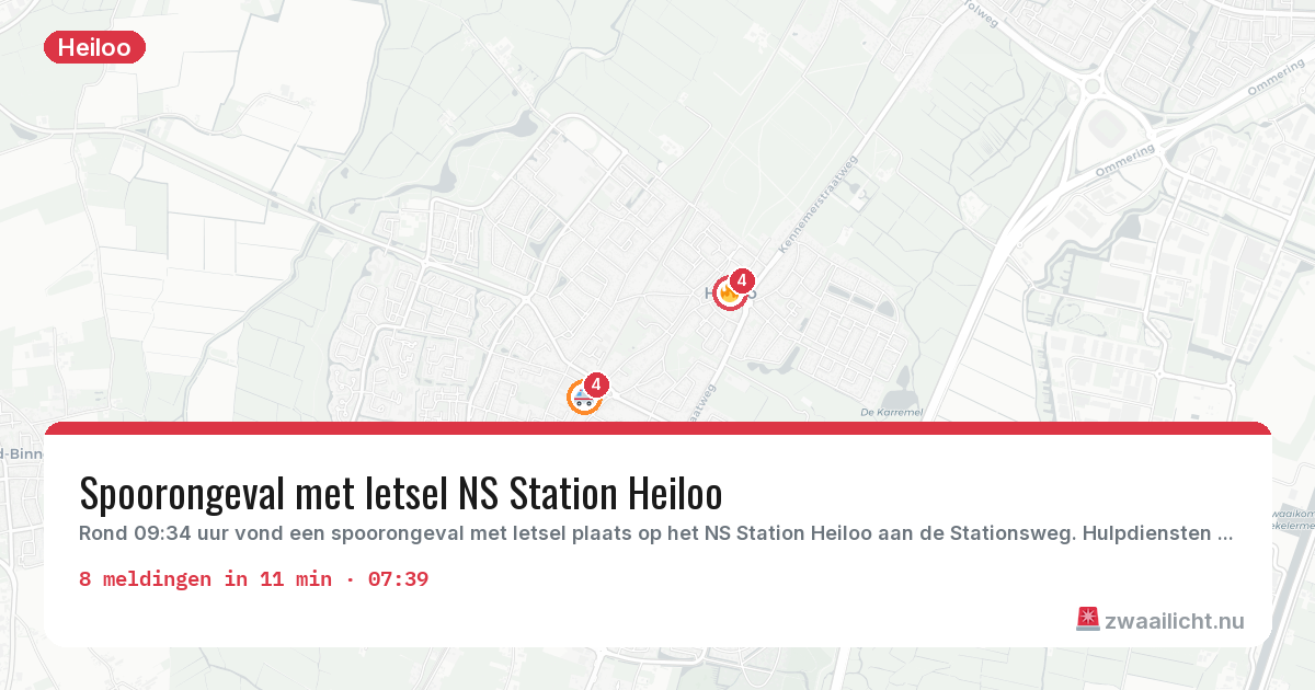 Kaart van de activiteitspiek bij Heiloo