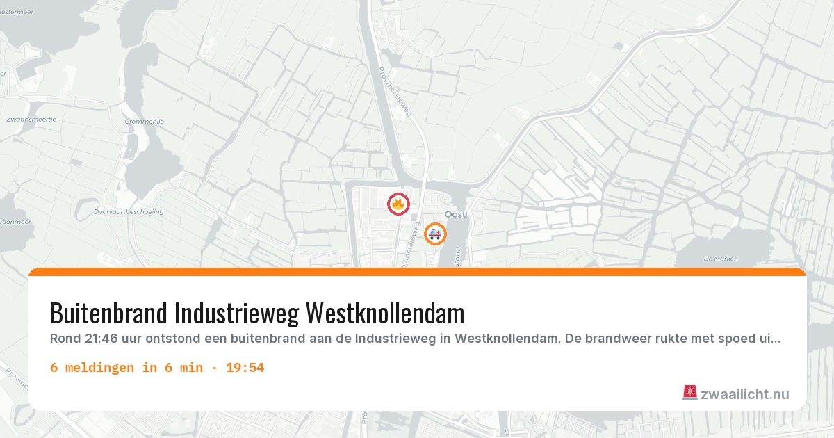 Kaart van de activiteitspiek bij Westknollendam