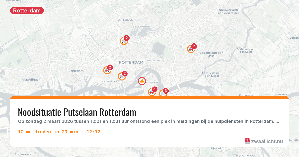 Kaart van de activiteitspiek bij Rotterdam