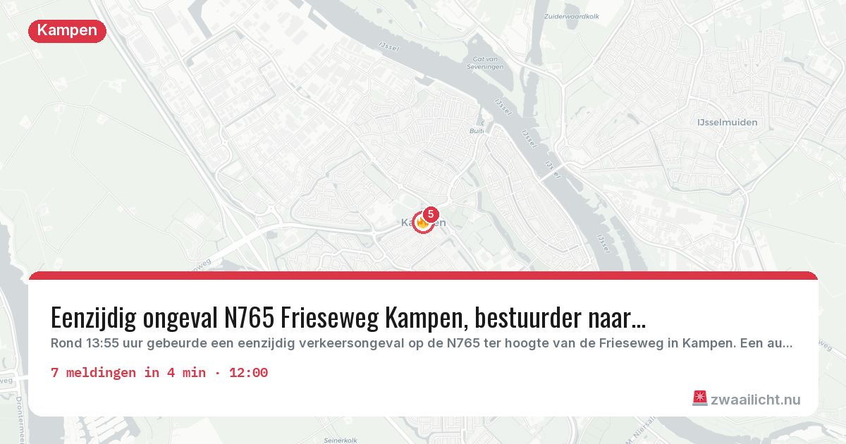 Kaart van de activiteitspiek bij Kampen
