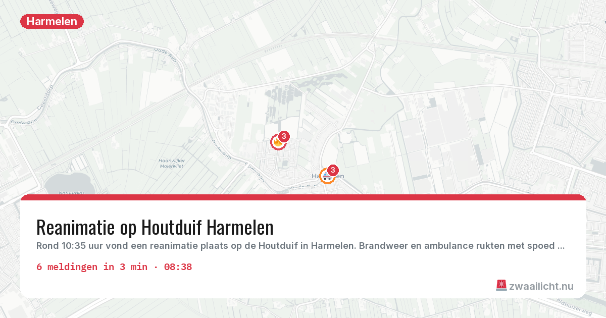 Kaart van de activiteitspiek bij Harmelen