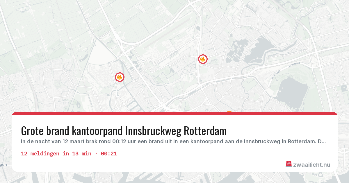 Kaart van de activiteitspiek bij Rotterdam