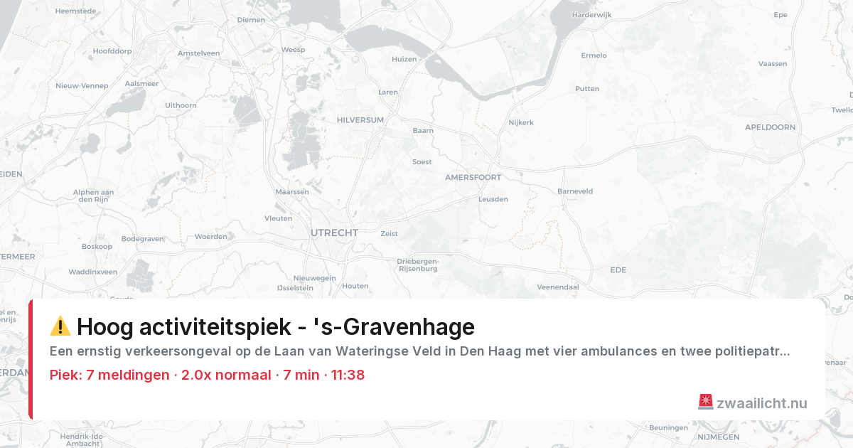 Kaart van de activiteitspiek bij 's-Gravenhage