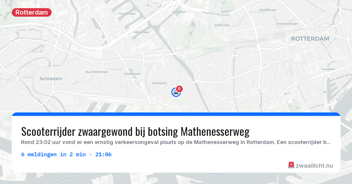Kaart van de activiteitspiek bij Rotterdam