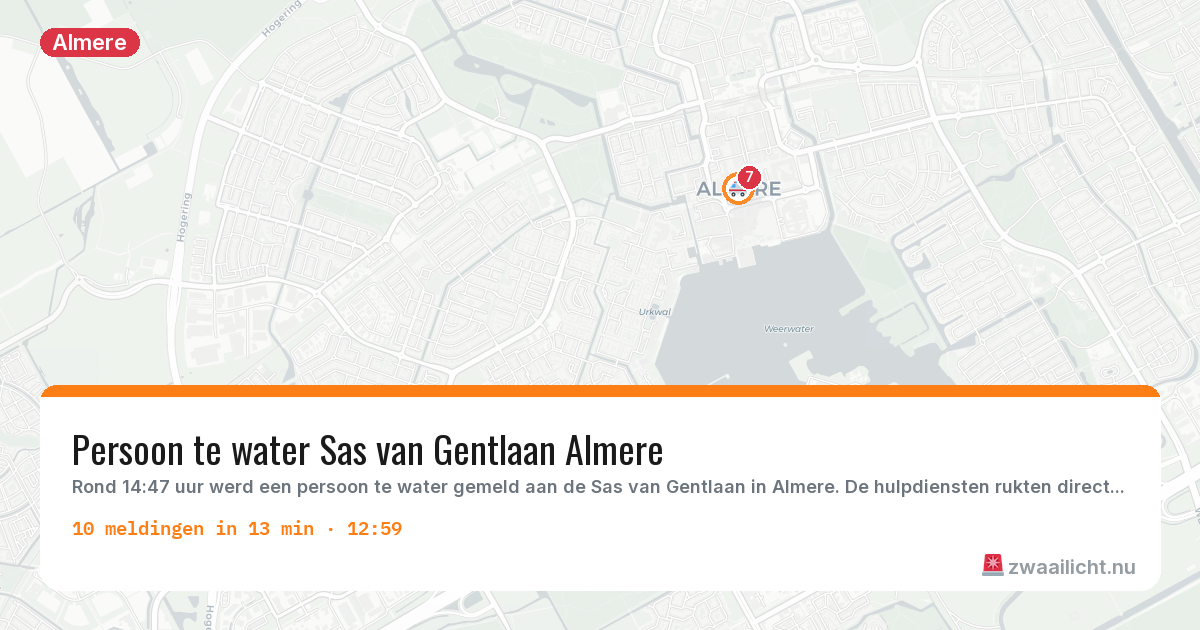 Kaart van de activiteitspiek bij Almere