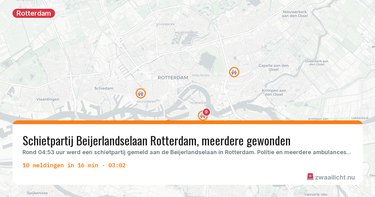 Kaart van de activiteitspiek bij Rotterdam