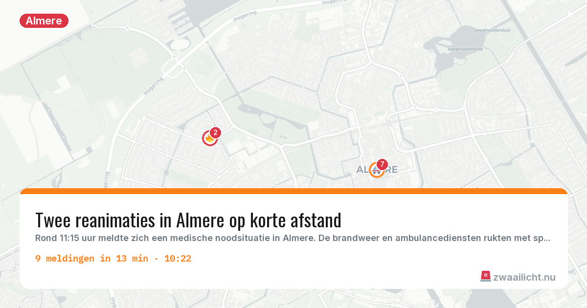 Kaart van de activiteitspiek bij Almere