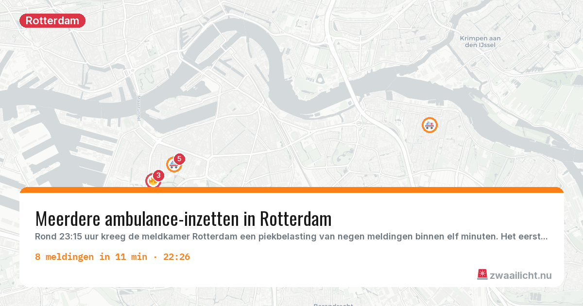 Kaart van de activiteitspiek bij Rotterdam