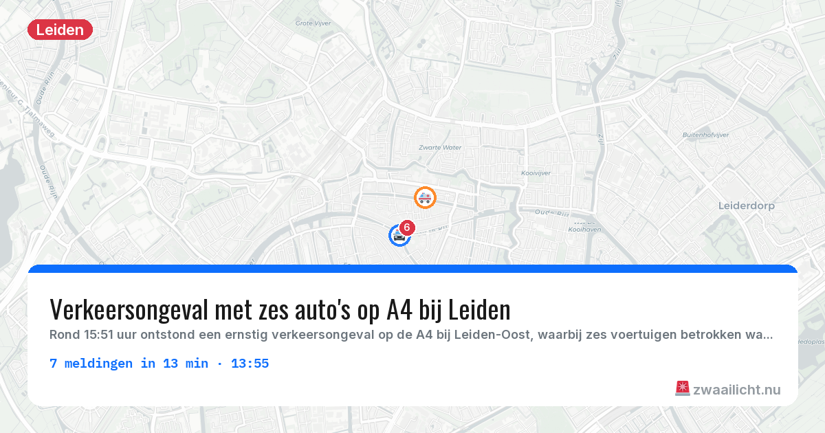 Kaart van de activiteitspiek bij Leiden