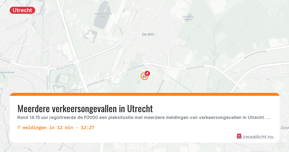 Kaart van de activiteitspiek bij Utrecht