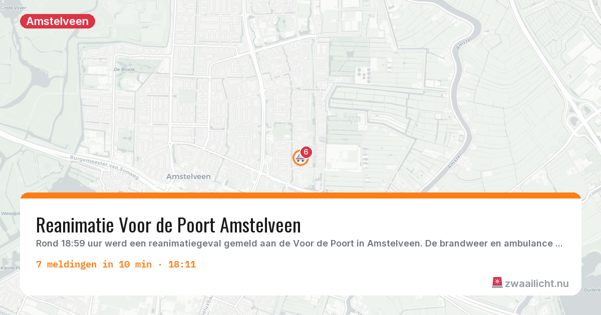Kaart van de activiteitspiek bij Amstelveen