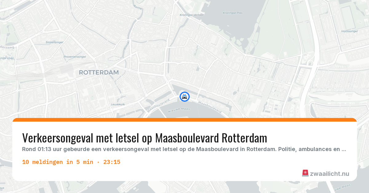 Kaart van de activiteitspiek bij Rotterdam