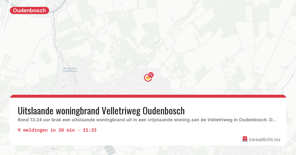Kaart van de activiteitspiek bij Oudenbosch