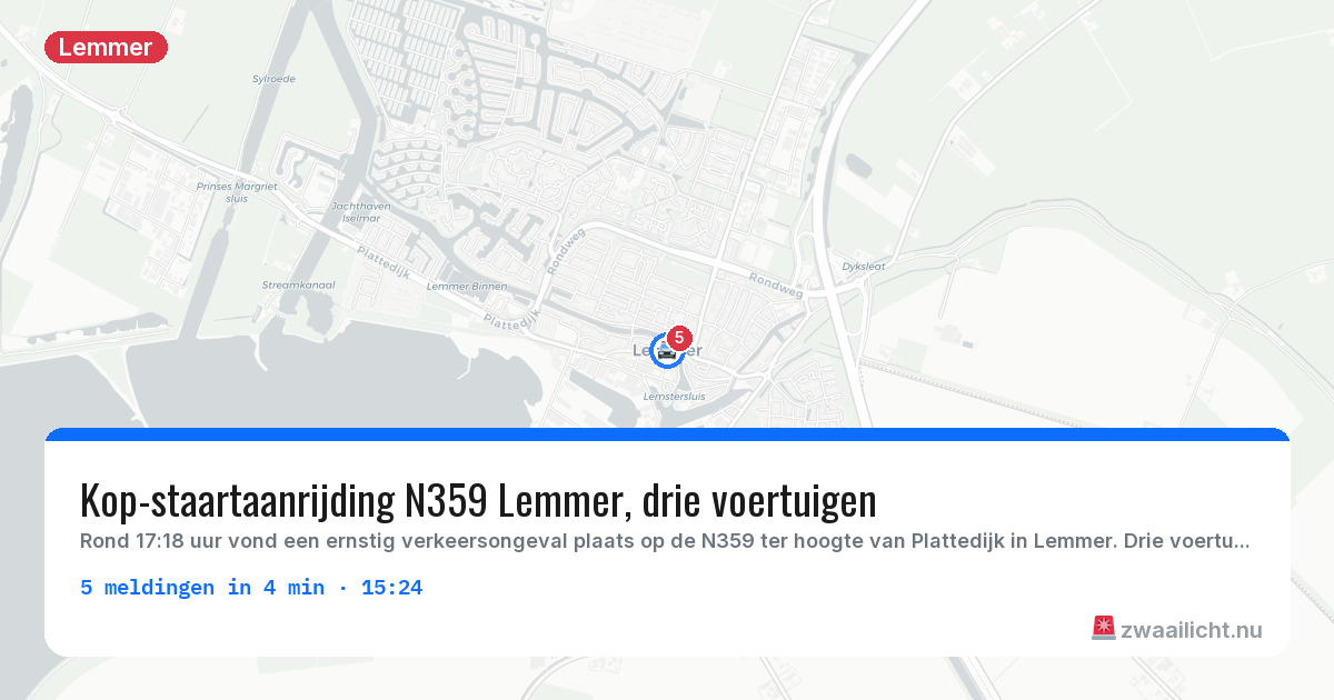 Kaart van de activiteitspiek bij Lemmer