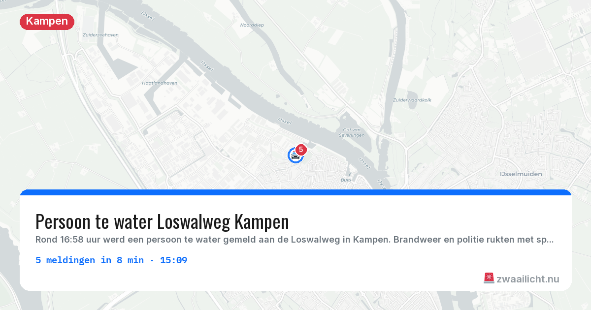 Kaart van de activiteitspiek bij Kampen