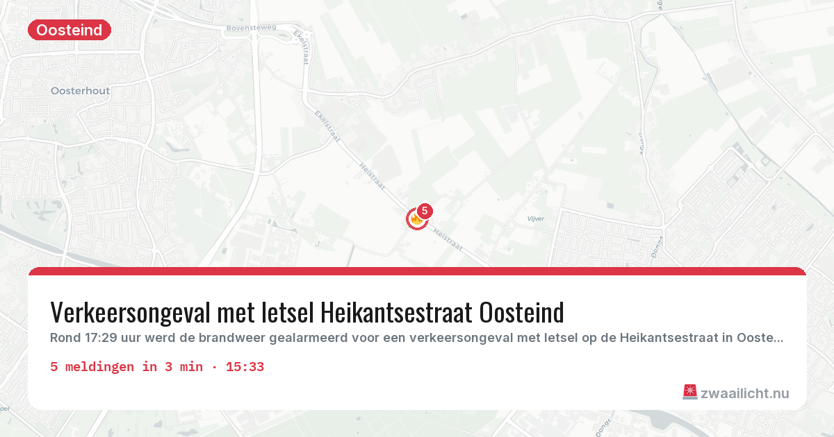Kaart van de activiteitspiek bij Oosteind