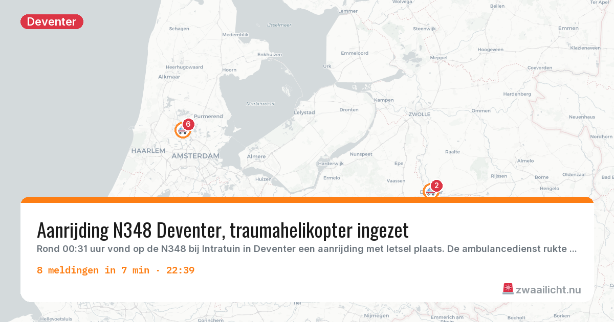 Kaart van de activiteitspiek bij Deventer