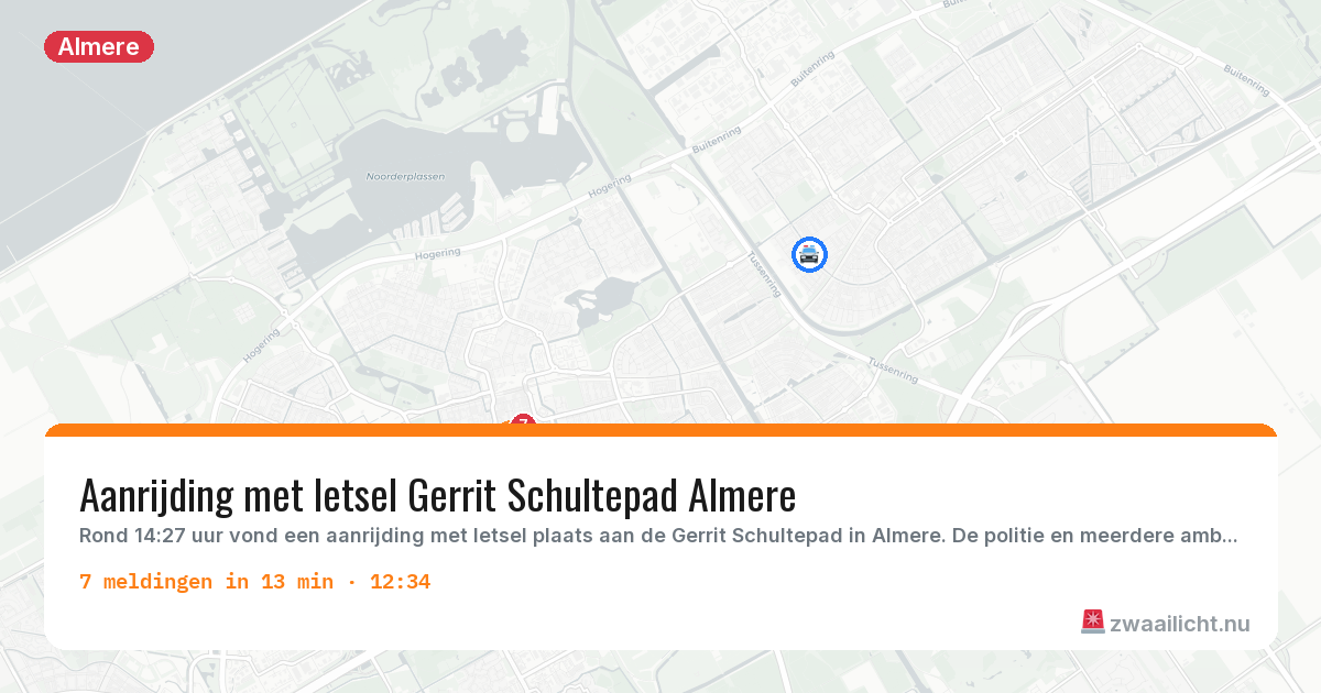 Kaart van de activiteitspiek bij Almere