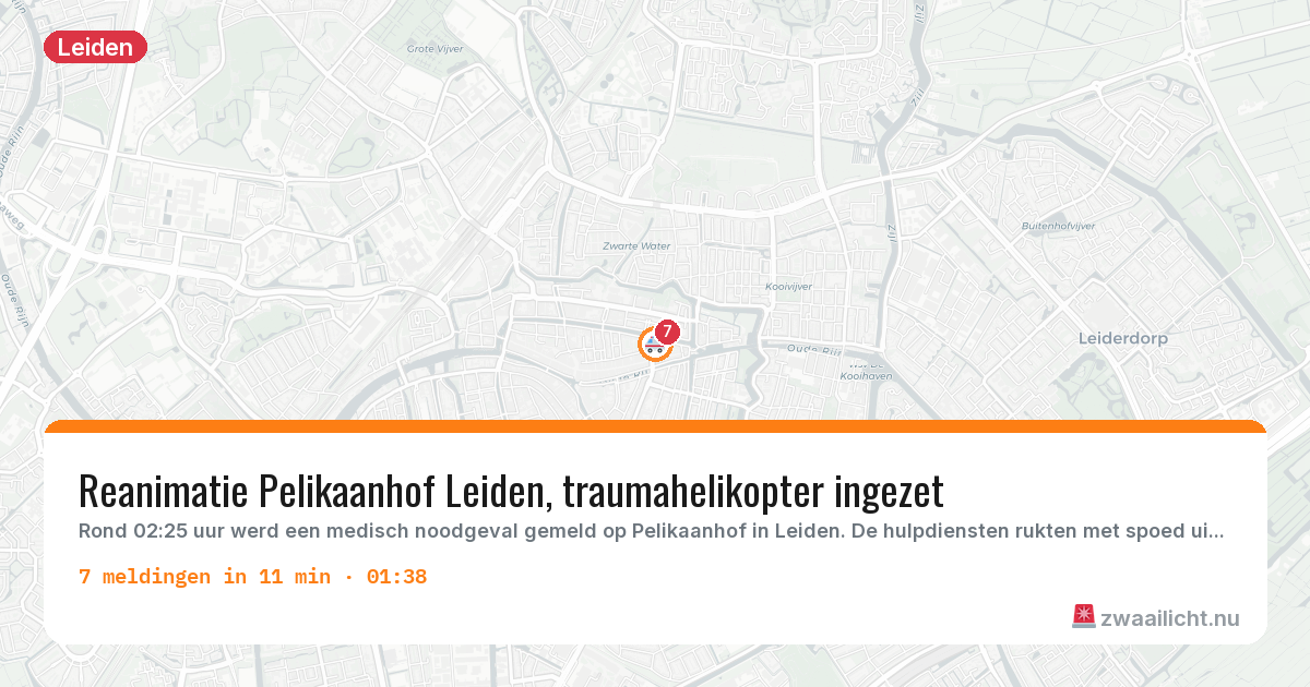 Kaart van de activiteitspiek bij Leiden