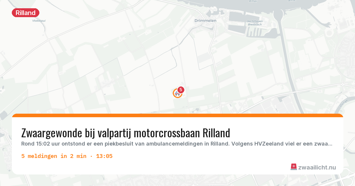 Kaart van de activiteitspiek bij Rilland