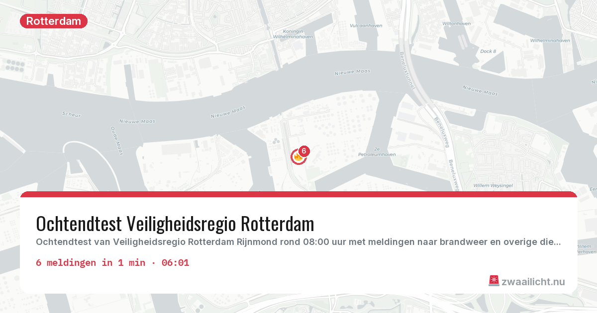 Kaart van de activiteitspiek bij Rotterdam