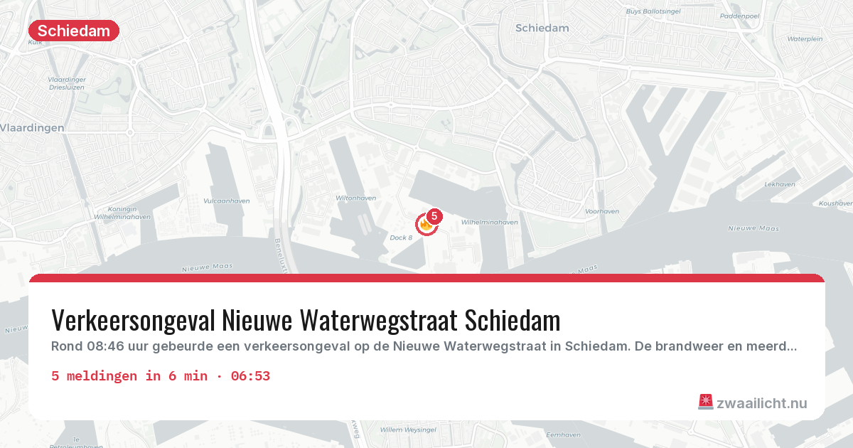 Kaart van de activiteitspiek bij Schiedam