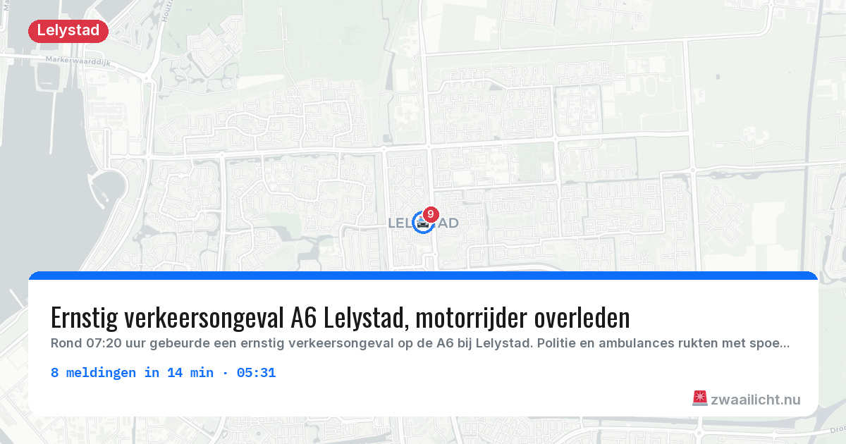 Kaart van de activiteitspiek bij Lelystad