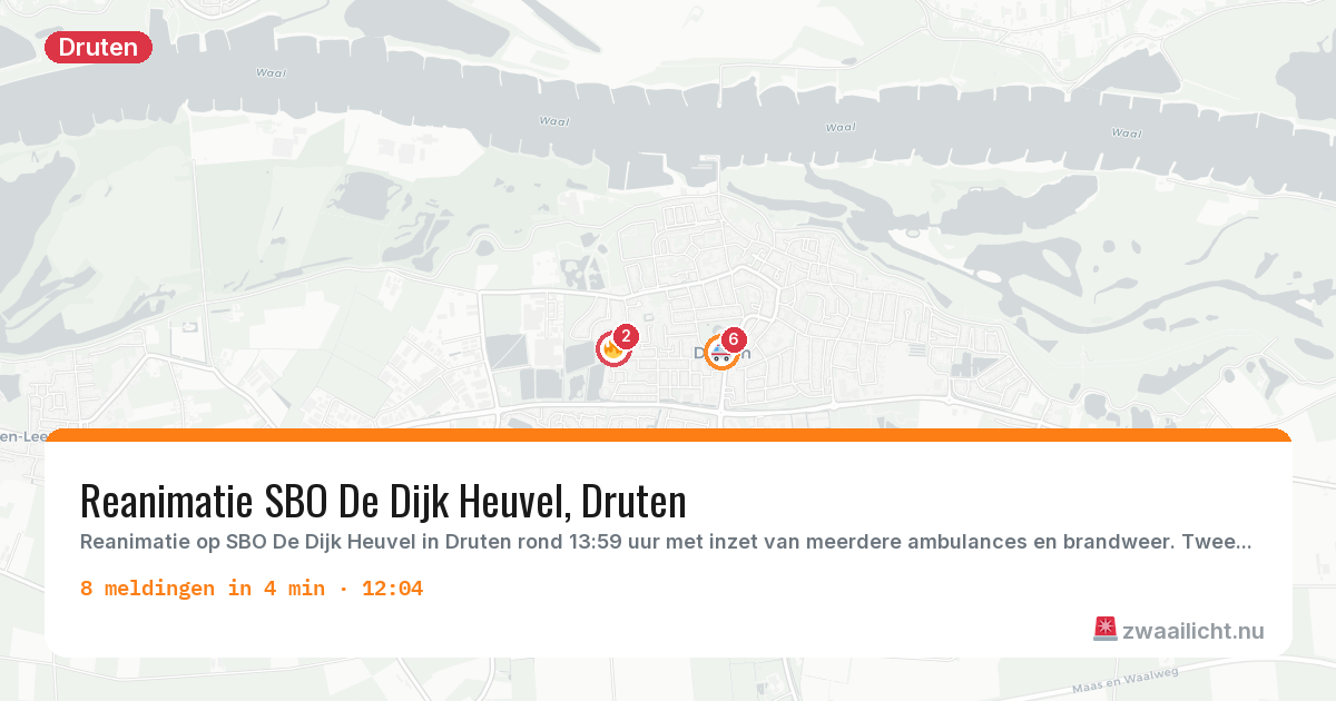 Kaart van de activiteitspiek bij Druten