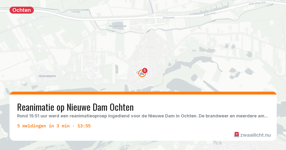 Kaart van de activiteitspiek bij Ochten