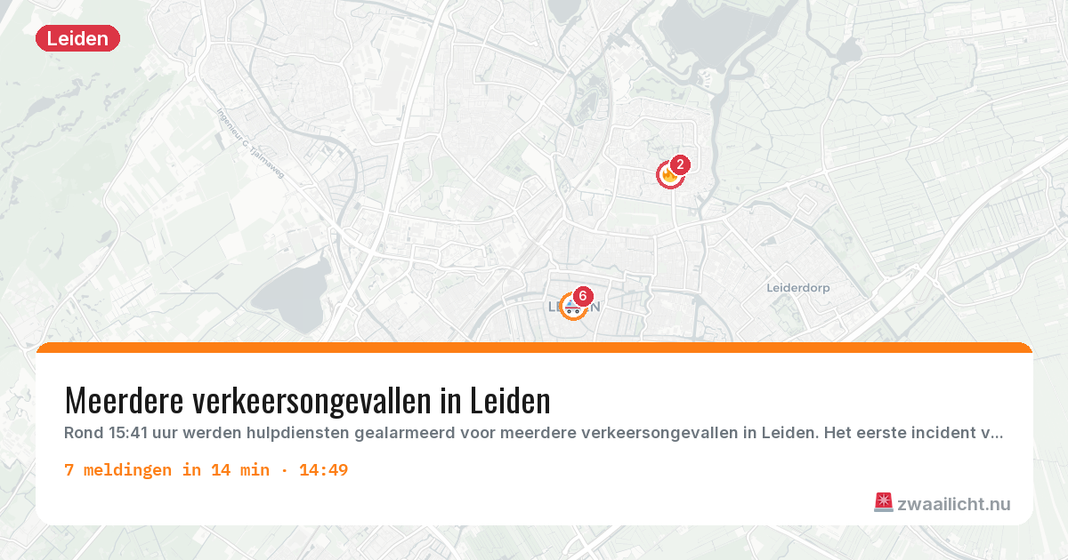 Kaart van de activiteitspiek bij Leiden