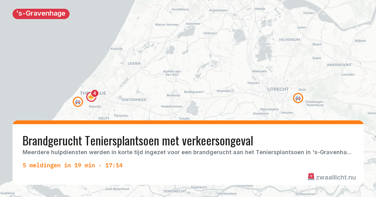 Kaart van de activiteitspiek bij 's-Gravenhage