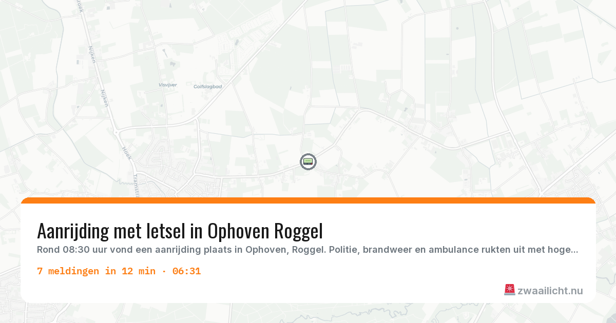 Kaart van de activiteitspiek bij Roggel