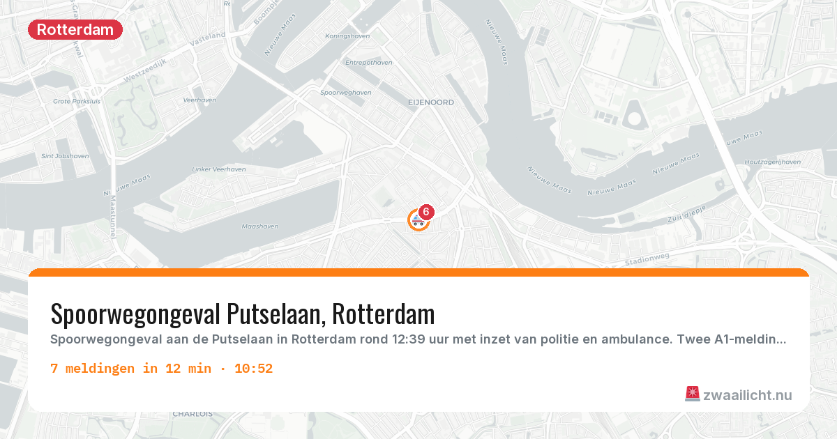 Kaart van de activiteitspiek bij Rotterdam