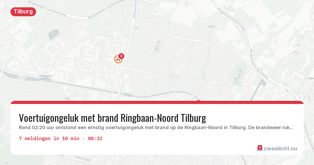 Kaart van de activiteitspiek bij Tilburg