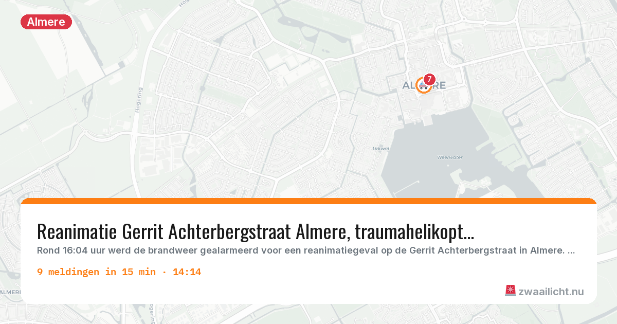 Kaart van de activiteitspiek bij Almere