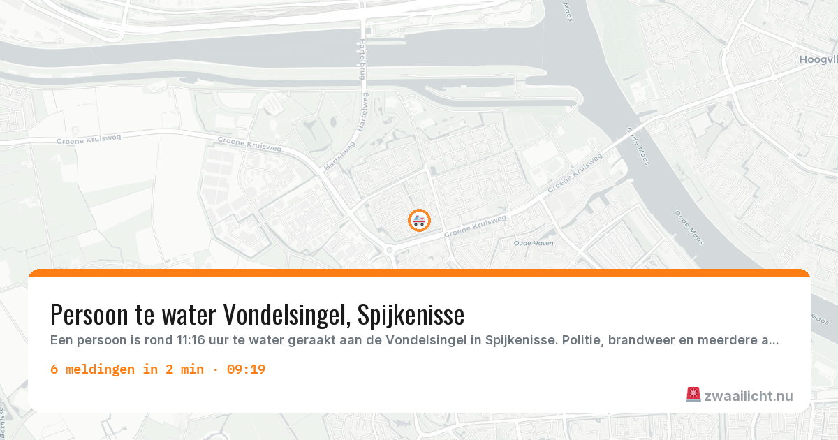 Kaart van de activiteitspiek bij Spijkenisse