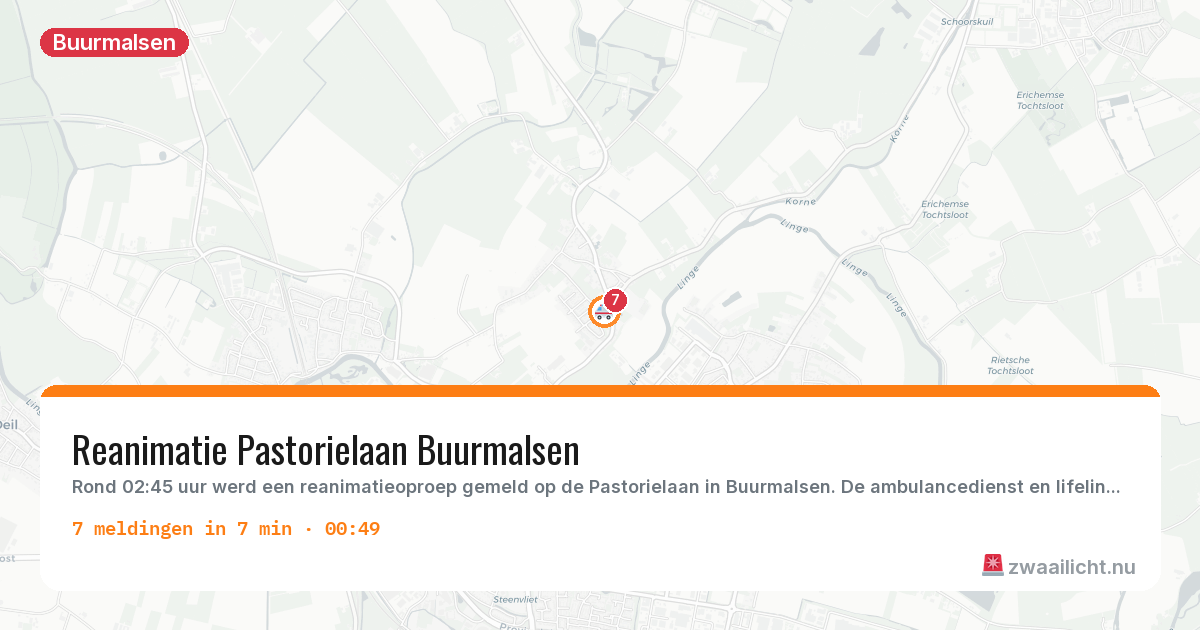 Kaart van de activiteitspiek bij Buurmalsen