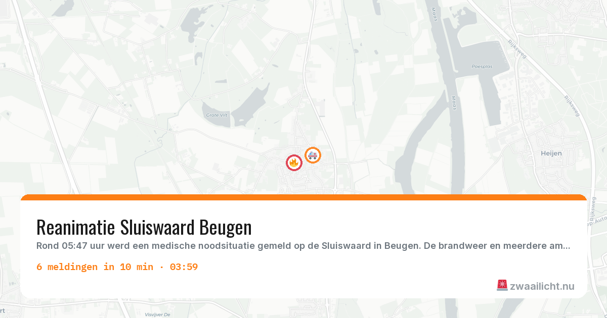 Kaart van de activiteitspiek bij Beugen