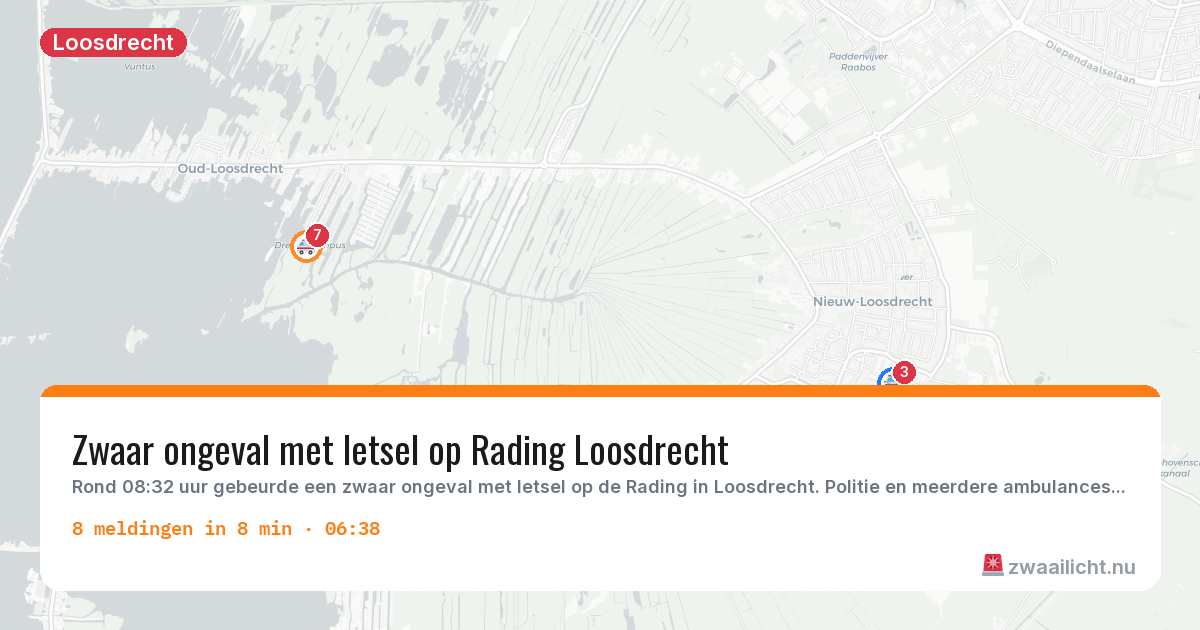 Kaart van de activiteitspiek bij Loosdrecht