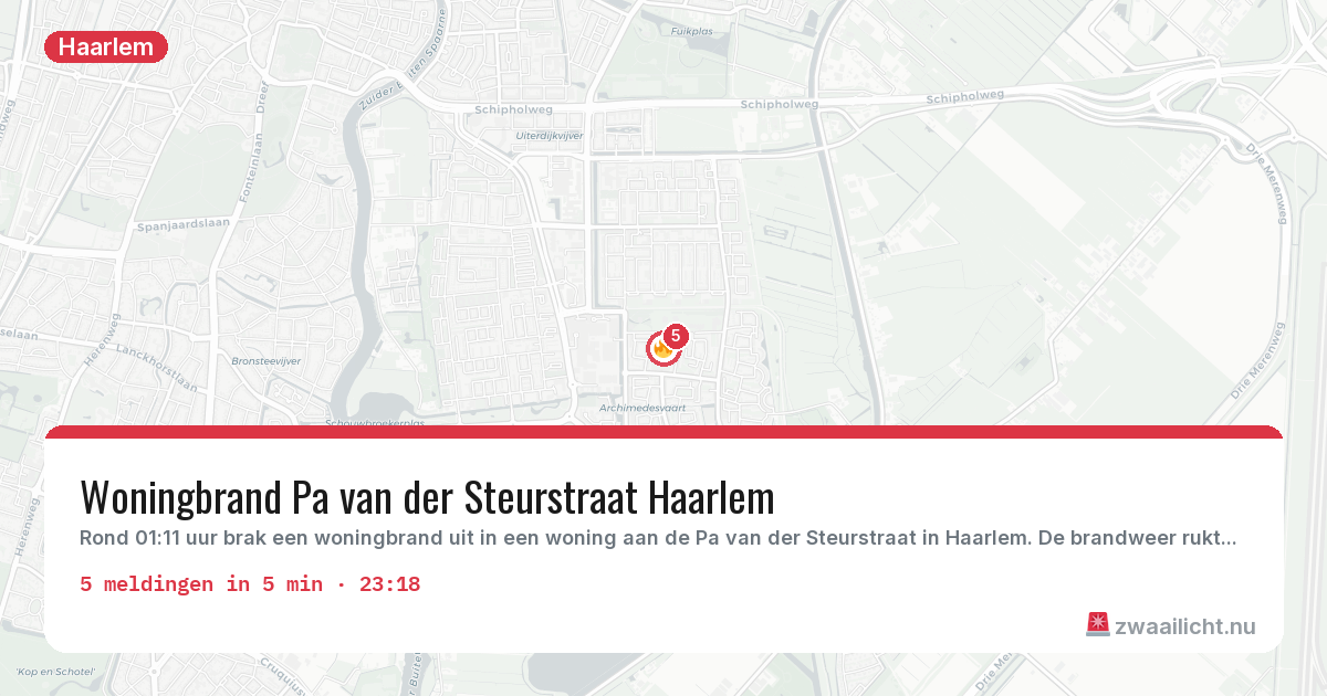 Kaart van de activiteitspiek bij Haarlem