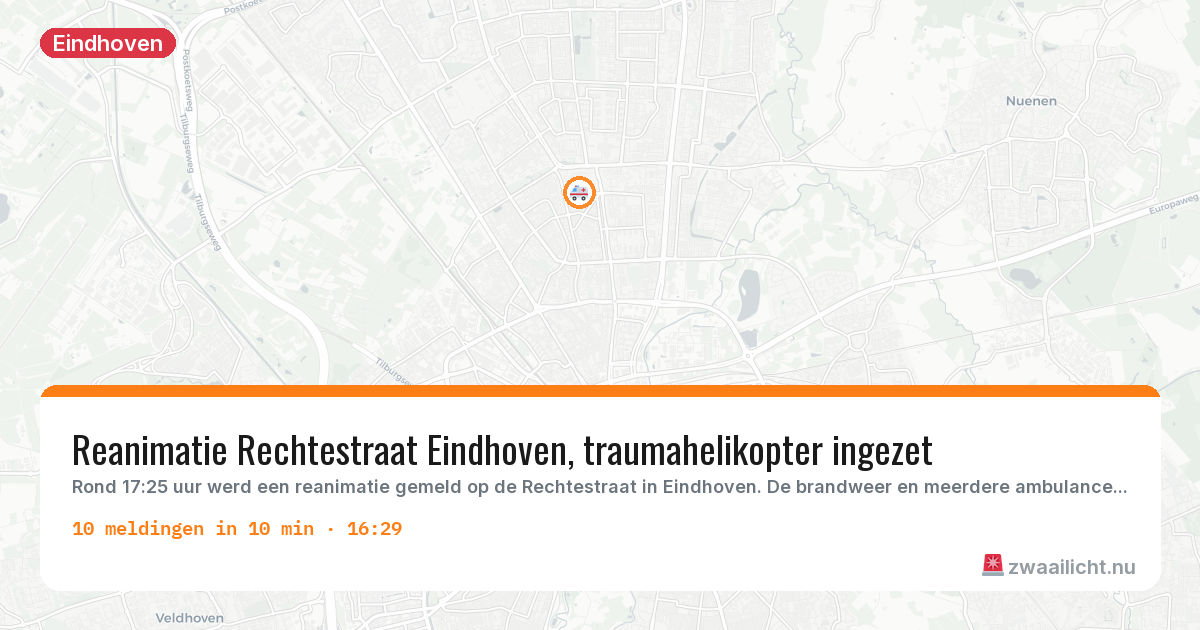 Kaart van de activiteitspiek bij Eindhoven