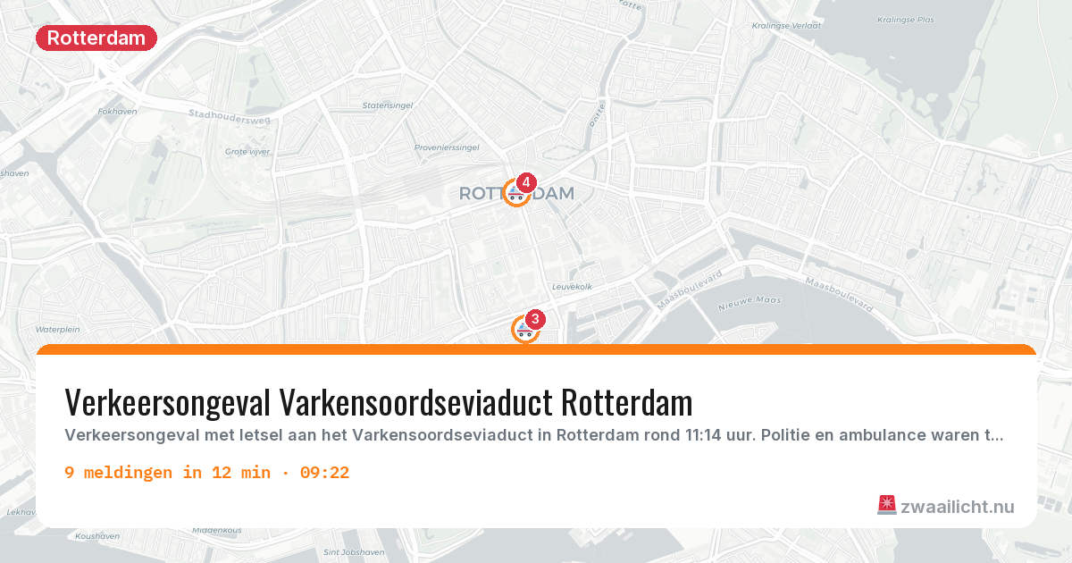 Kaart van de activiteitspiek bij Rotterdam